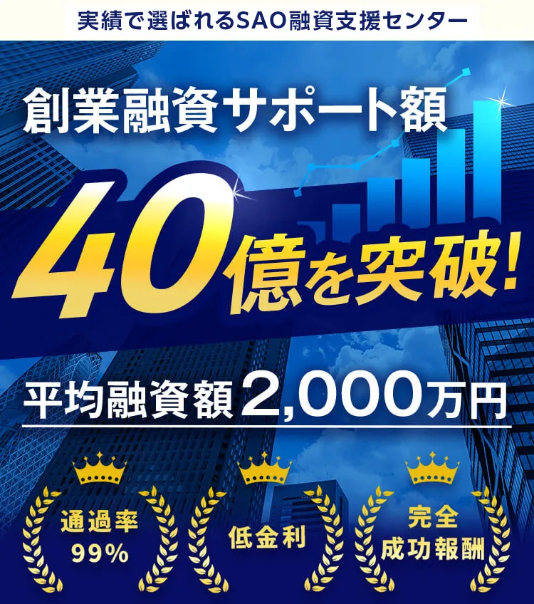 創業融資サポート額 40億を突破！
